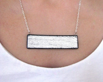 Bar necklace Silver bar necklace Modern bar necklace Geometric jewelry Modern jewelry Statement necklace Horizontal big bar necklace gift