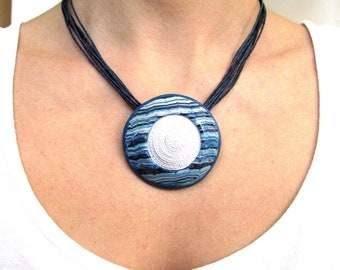 Statement necklace Boho jewelry Hippie necklace Blue white necklace Boho necklace Artisan jewelry Hippie jewelry Summer trend jewelry
