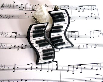 Music jewelry gift / Music lover gift / Piano jewelry gift / Piano keyboard earrings gift / Unusual earrings gift / Big drop earrings gift