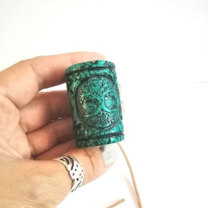 Dreadlocks perle païenne Réglable Rasta hippie bleu Arbre de vie accessoires pour cheveux Wicca Triquetra pentacle Locs perle Dread insolite faite à la main
