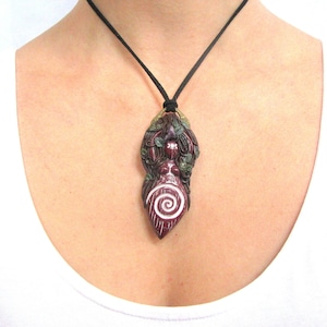 Goddess wiccan spiral necklace jewelry gift Amethyst crystal Pagan protection jewelry gift Mother nature goddess Gift for her Crystal gift