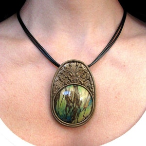 Green necklace Vintage style necklace Boho necklace Hippie necklace Chunky jewelry Gift for her Art Deco jewelry Victorian necklace gift