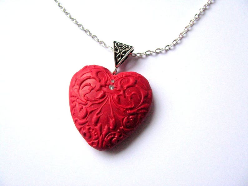 Heart Necklace Red Necklace Gift Red Jewelry Gift for Mom Love - Etsy