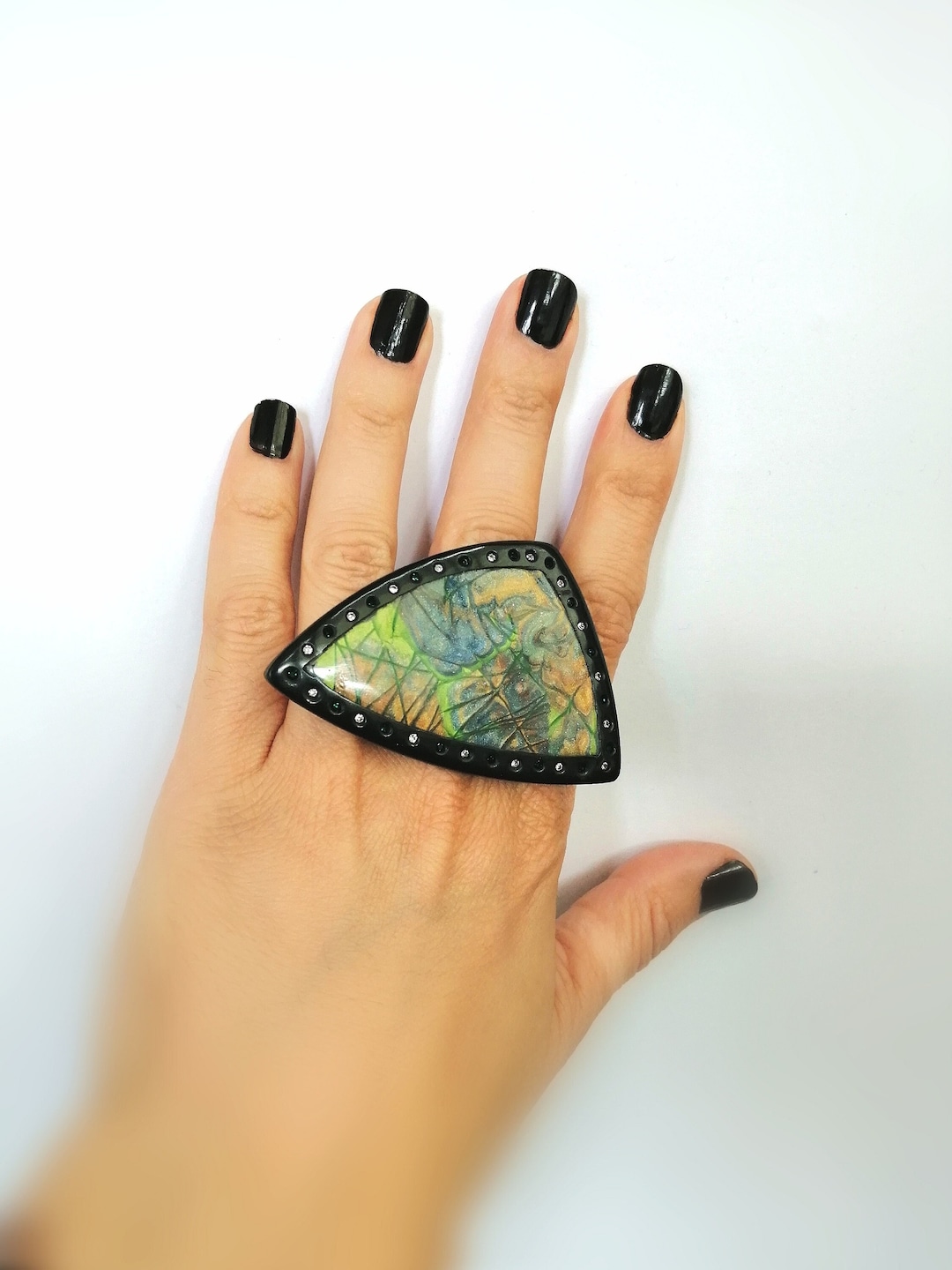 Big Patterned Rings Chunky Big Geometric Ring Dainty Boho Ring Statement Cocktail Ring Gift ...