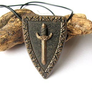 Medieval men necklace Sword jewelry Gamer necklace gift Mens jewelry Shield necklace Medieval jewelry Pagan necklace for men Sword necklace