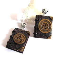 Mini book necklace Book pendant for bookworm gift Protection Pagan Celtic book necklace Triquetra Pentacle Witchcraft spell book Tiny book image 5