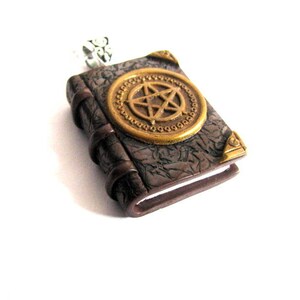 Mini book necklace Book pendant for bookworm gift Protection Pagan Celtic book necklace Triquetra Pentacle Witchcraft spell book Tiny book image 6