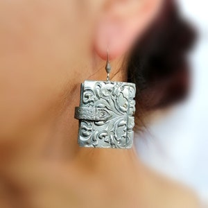 Book earrings Book jewelry Small drop book earrings Book lover gift Librarian gift Cute earrings Dainty earrings Readers gift Writer jewelry