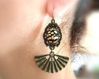 Small dainty minimalist drop earrings Unique handmade statement jewelry earrings gift Boho black gold bronze unique earrings for women gift