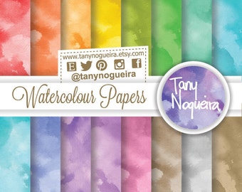 Watercolor Digital Paper Watercolour One Tone