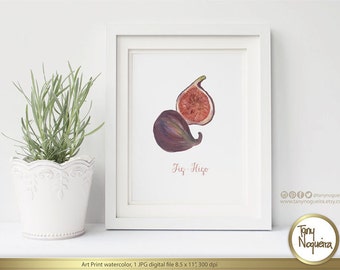 Figs  Watercolor Art Printable Print,Interior Design, Home Decor, Kitchen prints, frutal prints, Watercolour art print,