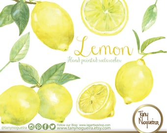 Lemons, Lemon, watercolor, hand painted, clipart, clip art, png, blog