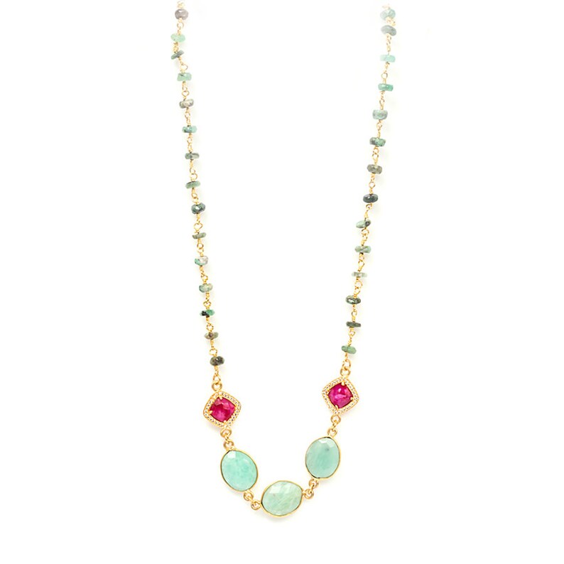 Emerald Amazonite Gemstone Necklace for Women