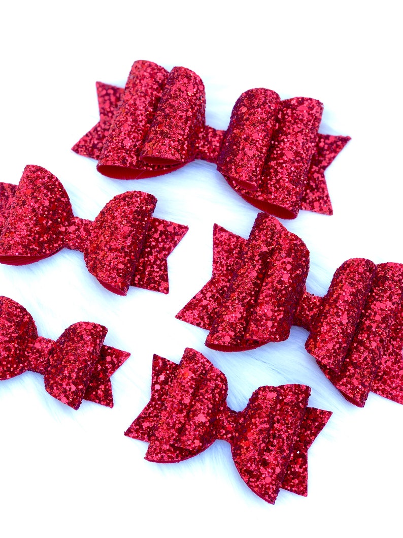 Ruby Red Glitter Sparkle Hair Bow Red Glitter Hair Bow Red Etsy