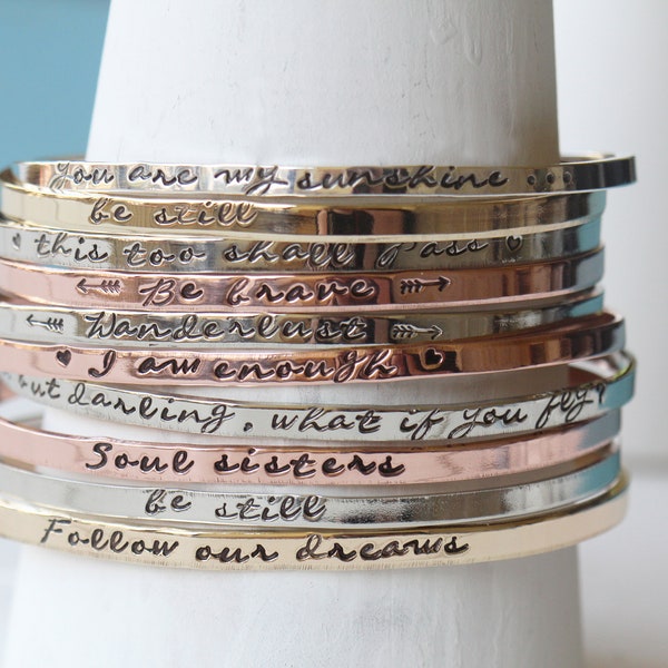 Skinny stacking bracelet | Personalized Cuff bracelet | Cuff bracelet | Customized bracelet | personalized jewelry | engraved bracelet