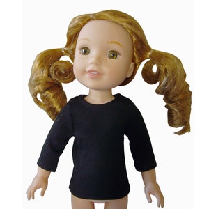 Made to fit Dolls such as American Girl 14.5 inch Wellie Wishers Doll Black Knit 3/4 Length Sleeve Top