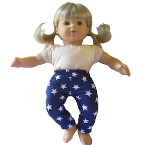 Made to fit 15&quot; Dolls such as American Girl Bitty Baby Doll Clothes Twins Navy Star Leggings