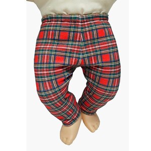 Christmas Red Plaid Leggings Made to fit 15&quot; Dolls such as American Girl Bitty Baby Doll Clothes Twins