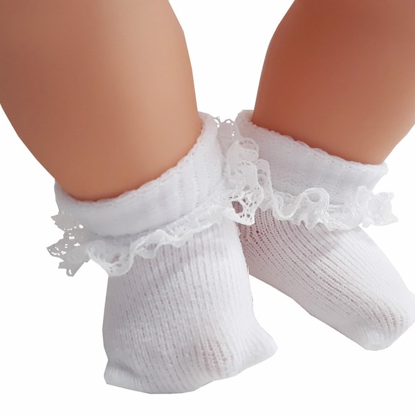 Made to fit Bitty Baby Dolls White  Lace Trimmed Socks