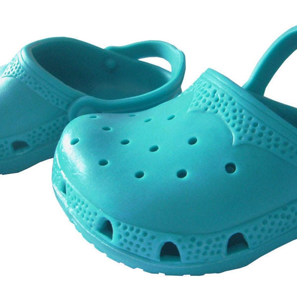 Made to fit Dolls 18" dolls or 15" Bitty Baby Teal Blue Kroc Shoes