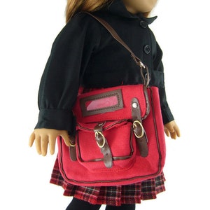 Red Canvas Book Bag Made to fit 18&quot; Dolls such as American Girl Molly