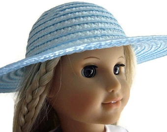 Made to fit 18" Dolls such as American Girl Blue Synthetic Straw Hat