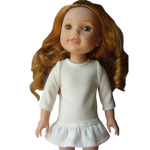 Made to fit Dolls such as American Girl 14.5 inch Wellie Wishers Doll Ivory Knit Ruffle Tunic Top