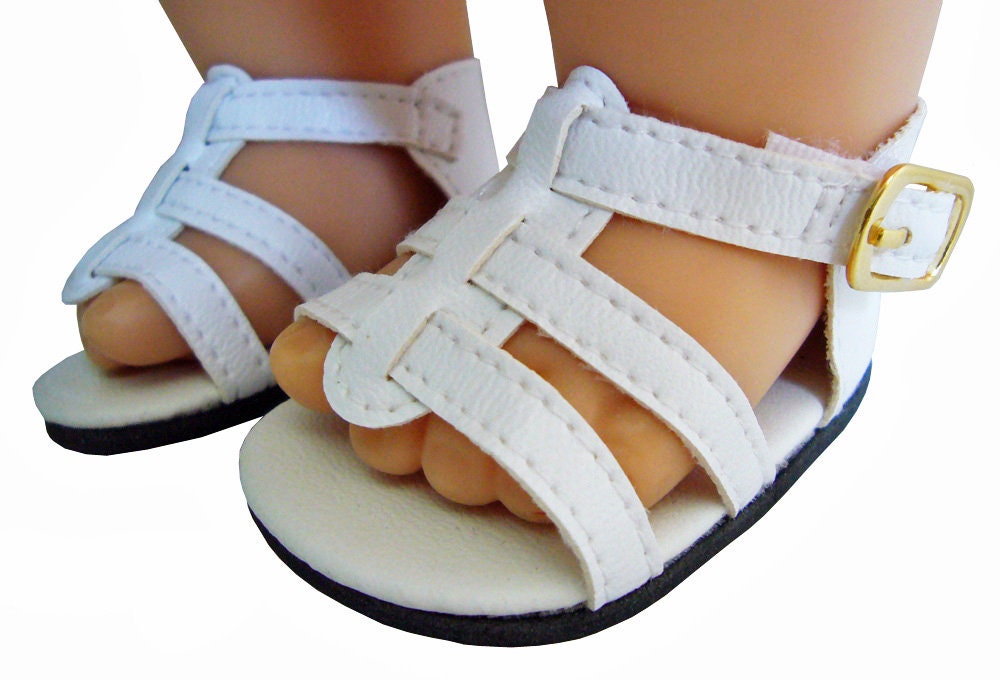 White Strappy Summer Sandals for 15" Bitty Baby Dolls