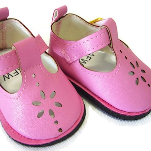 Made to fit 15" Dolls such as American Girl Bitty Baby Pink T-Strap Shoes