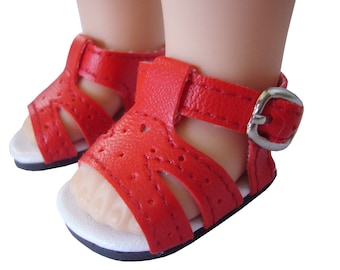 Made to fit Dolls such as 14.5 inch Wellie Wishers Doll Red Sandals Shoes