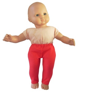 Made to fit 15&quot; Dolls such as American Girl Bitty Baby Doll Clothes Twins Red Leggings