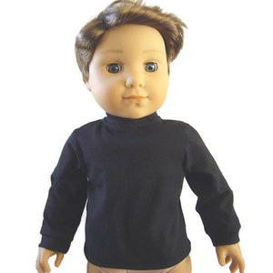 Black Mock Turtleneck Top Handmade to fit 18&quot; Dolls such as American Girl Boy Doll Logan