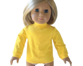 Bright Yellow Mock Turtleneck Top Shirt SNAPS Handmade to fit 18" Dolls such as American Girl