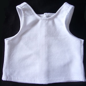 Made to fit 18" Dolls such as American Girl White Knit Tank Top T-Shirt SNAP CLOSURE