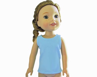 Light Blue Tank Top American Made to fit Dolls such as 14.5 inch Wellie Wishers Girl Doll