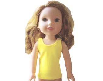 Bright Yellow  Tank Top Snap Closure handmade to fit Dolls such as 14.5 inch Wellie Wishers Doll