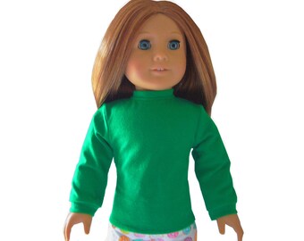 Green Mock Turtleneck Top Shirt SNAPS American HANDMADE for 18" Girl Dolls