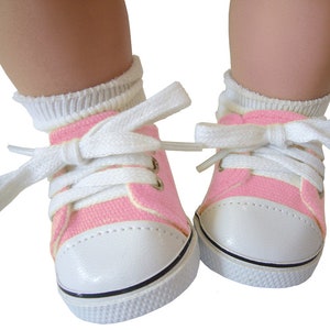 Made to fit 15" Dolls such as American Girl Bitty Baby Pink Sneakers Gym Shoes