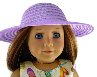 Made to fit 18" Dolls such as American Girl Lavender Synthetic Straw Hat