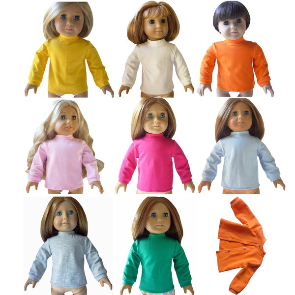 Made to fit 18" Dolls Mock Turtleneck Top Shirt Choice of Color