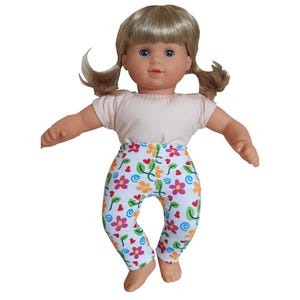 Floral & Hearts handmade Leggings for 15&quot; Dolls such as American Girl Bitty Baby Doll Clothes Twins