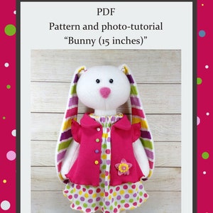 Pattern and photo tutorial bunny in a dress, handmade rag rabbit pattern