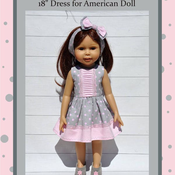Robe de poupée PDF 18 pouces, robes de couture de modèles pour poupées, tutoriel de couture.