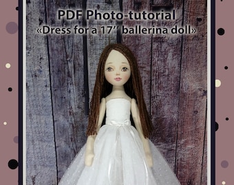 Tutorial de fotos de costura de padrões de vestidos para bonecas de 17 ", PDF