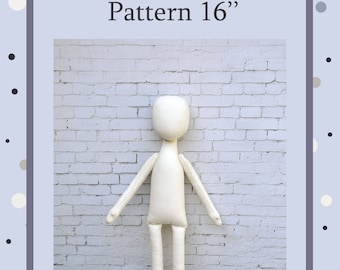 PDF, Cloth Doll Pattern 16 " ,,Soft Doll Pattern