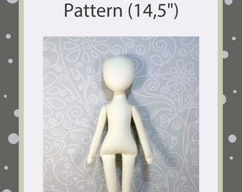 PDF, Cloth Doll Pattern 14,5 " , Soft Doll Pattern