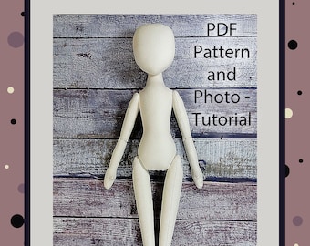 May include: A white fabric doll body pattern with instructions. The doll body is 10 inches tall. PDF Pattern and Photo Tutorial. Doll Body 10 inches.