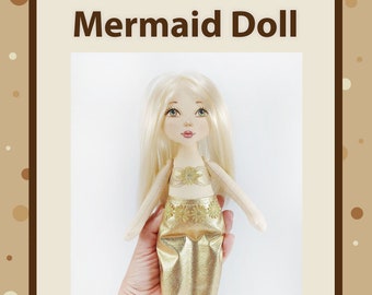 PDF, Pattern and photo tutorial, mermaid doll in a detachable costume.