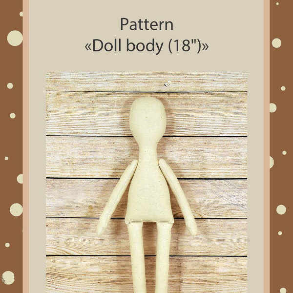 PDF, Cloth Doll Pattern 18 " ,,Soft Doll Pattern