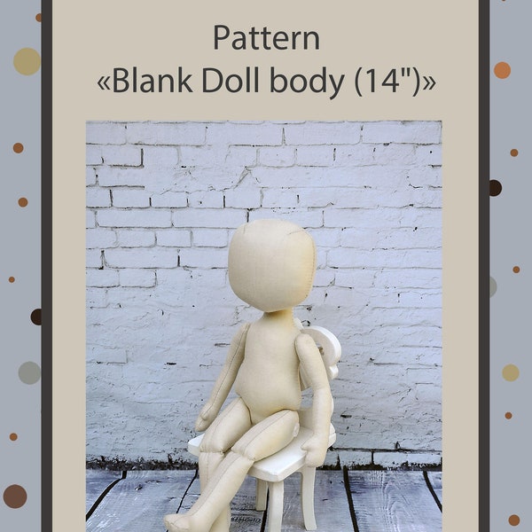 PDF, Cloth Doll Pattern 14 " , Soft Doll Pattern